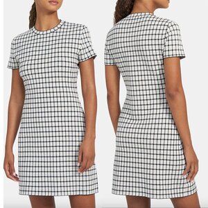 NWOT Theory Fit and Flare Skirt Mini Dress Pullover Checked Stretch Knit Small